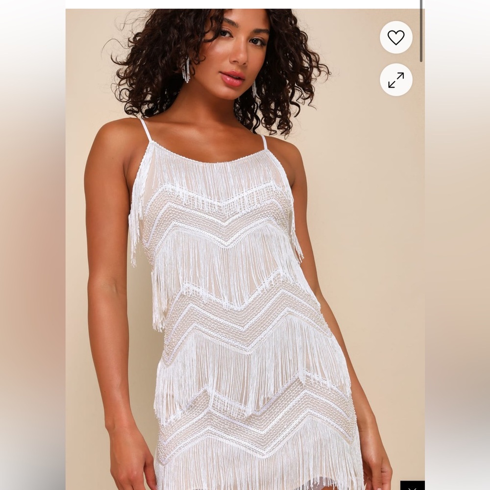 Lulu's White Fringe Mini Dress